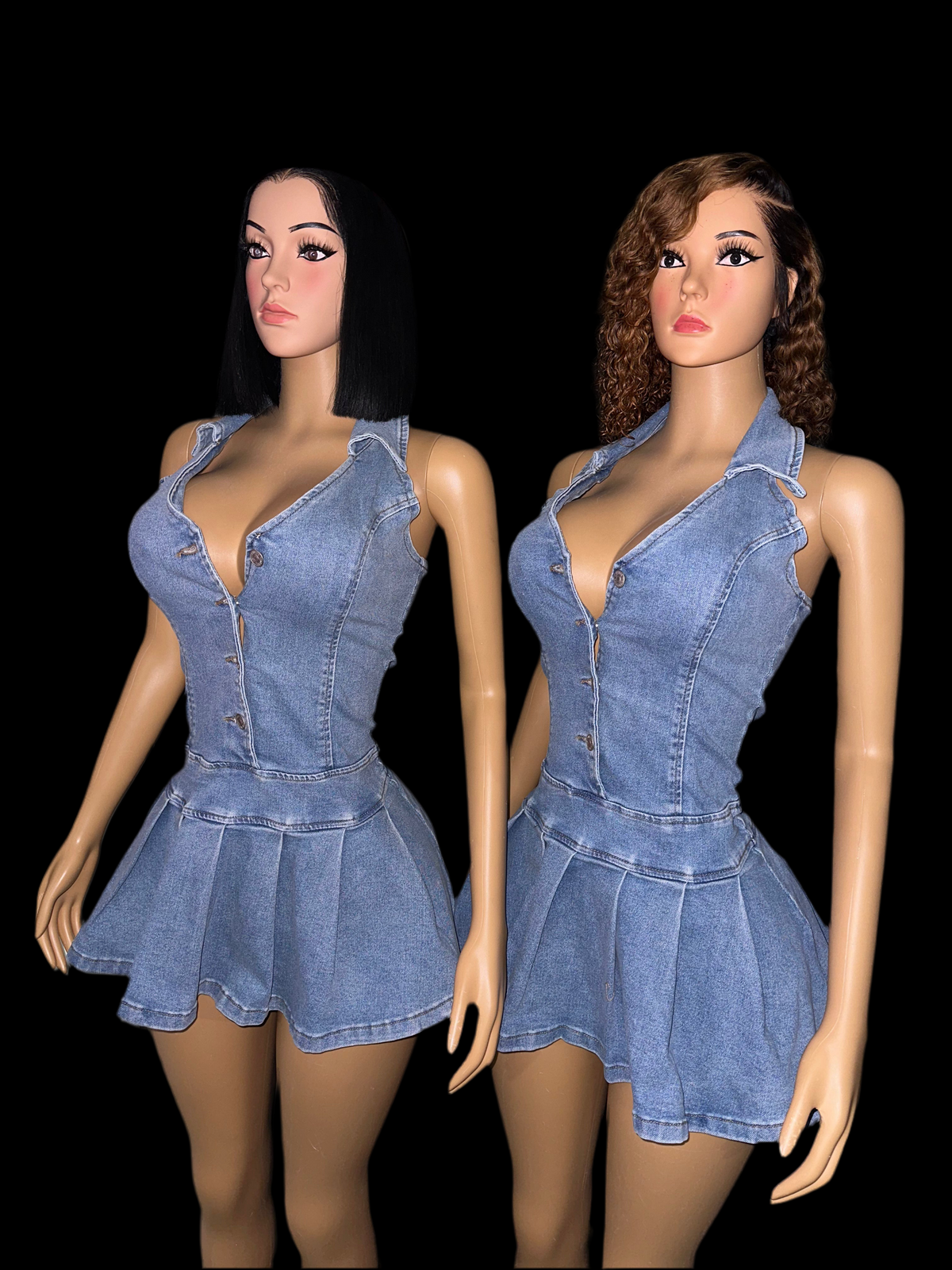 Denim niceness pleated dress