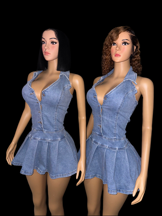 Denim niceness pleated dress