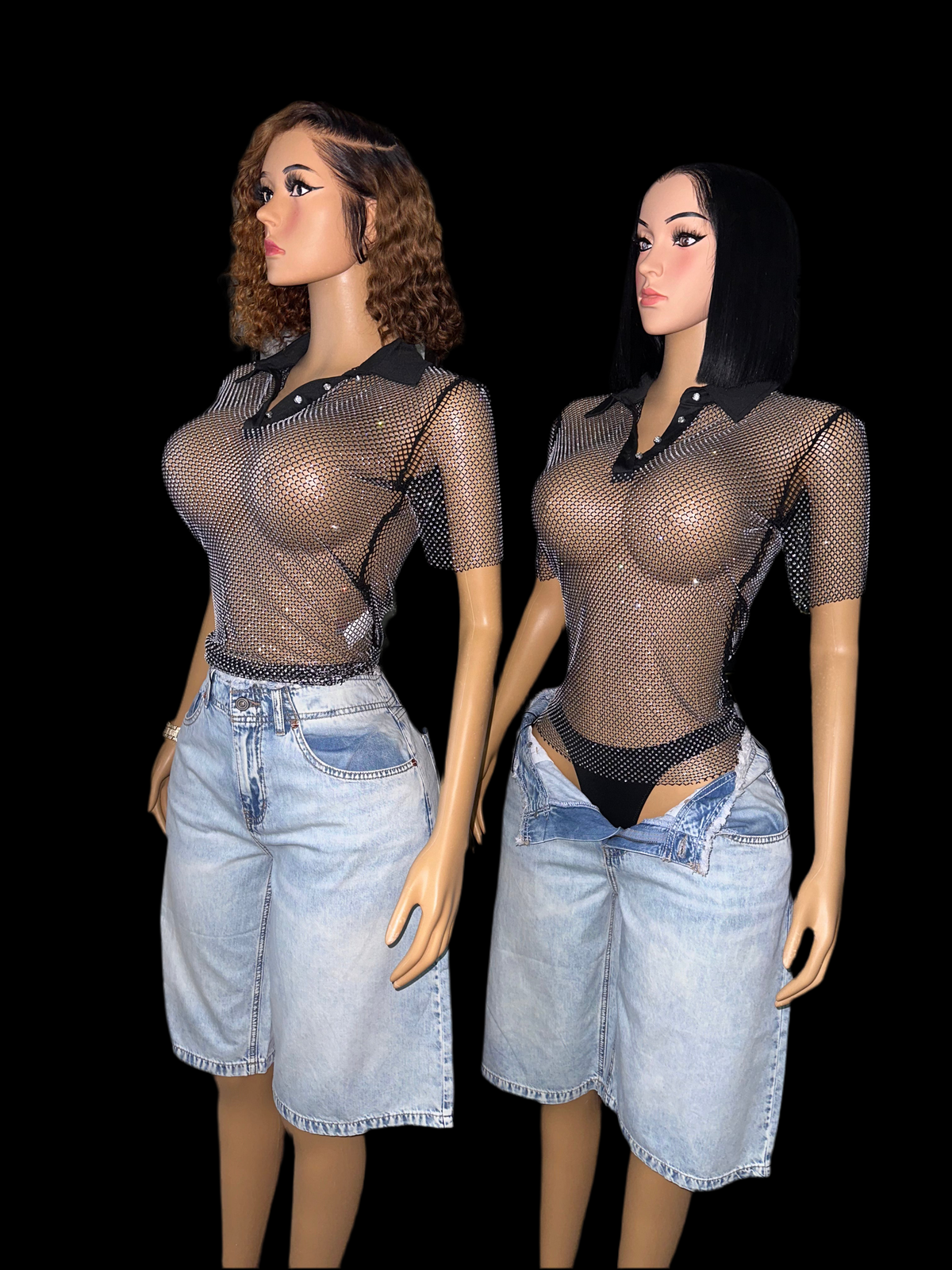 Light wash denim jorts