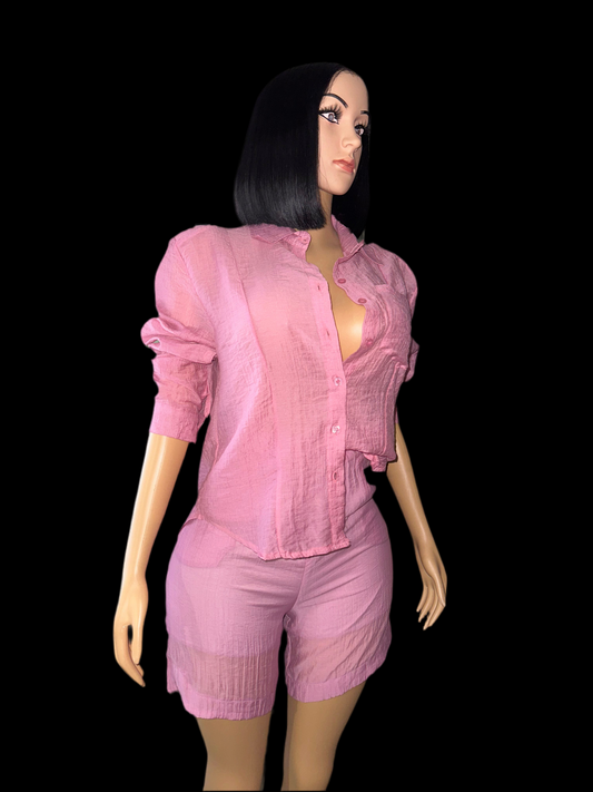 Pink shorts set