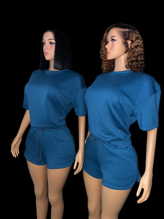 Teal shorts set