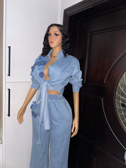 Denim pants set