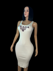 I’m Prada you bodycon dress (off white)