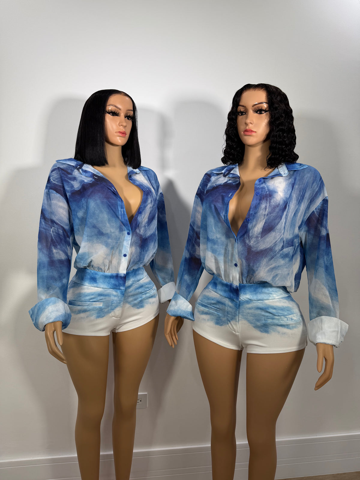 Ocean tie dye romper