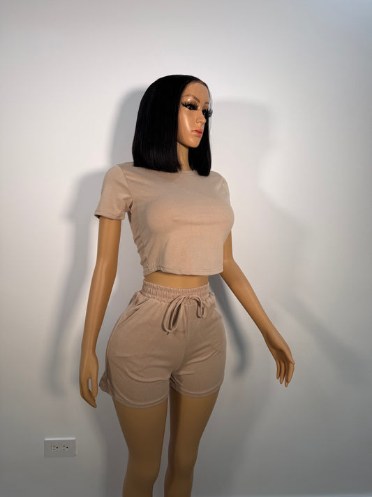 Slim thing nude shorts set
