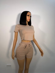 Slim thing nude shorts set
