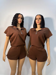 Chocolate drop shorts set