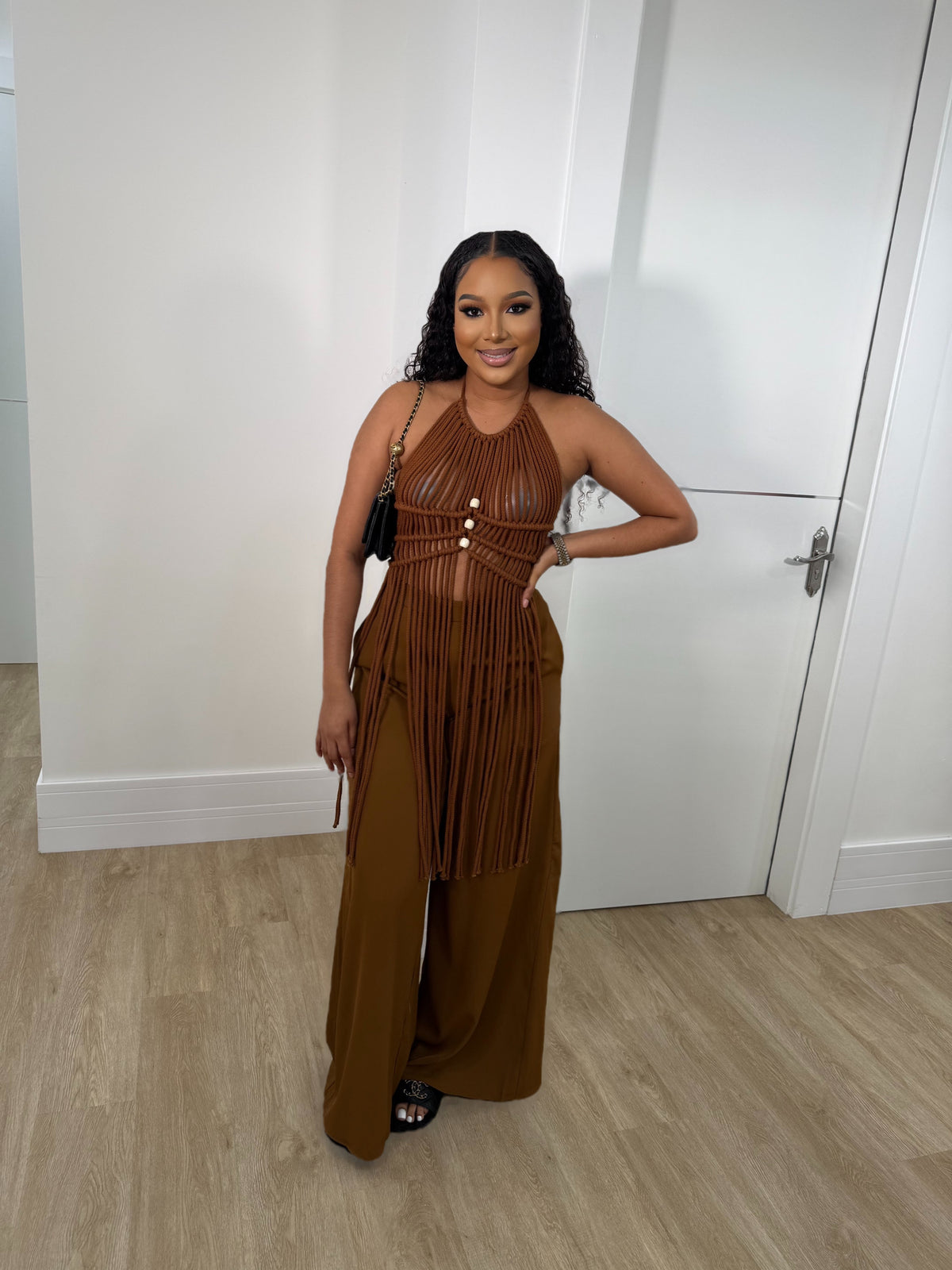 Bohoo fringe top & pants set