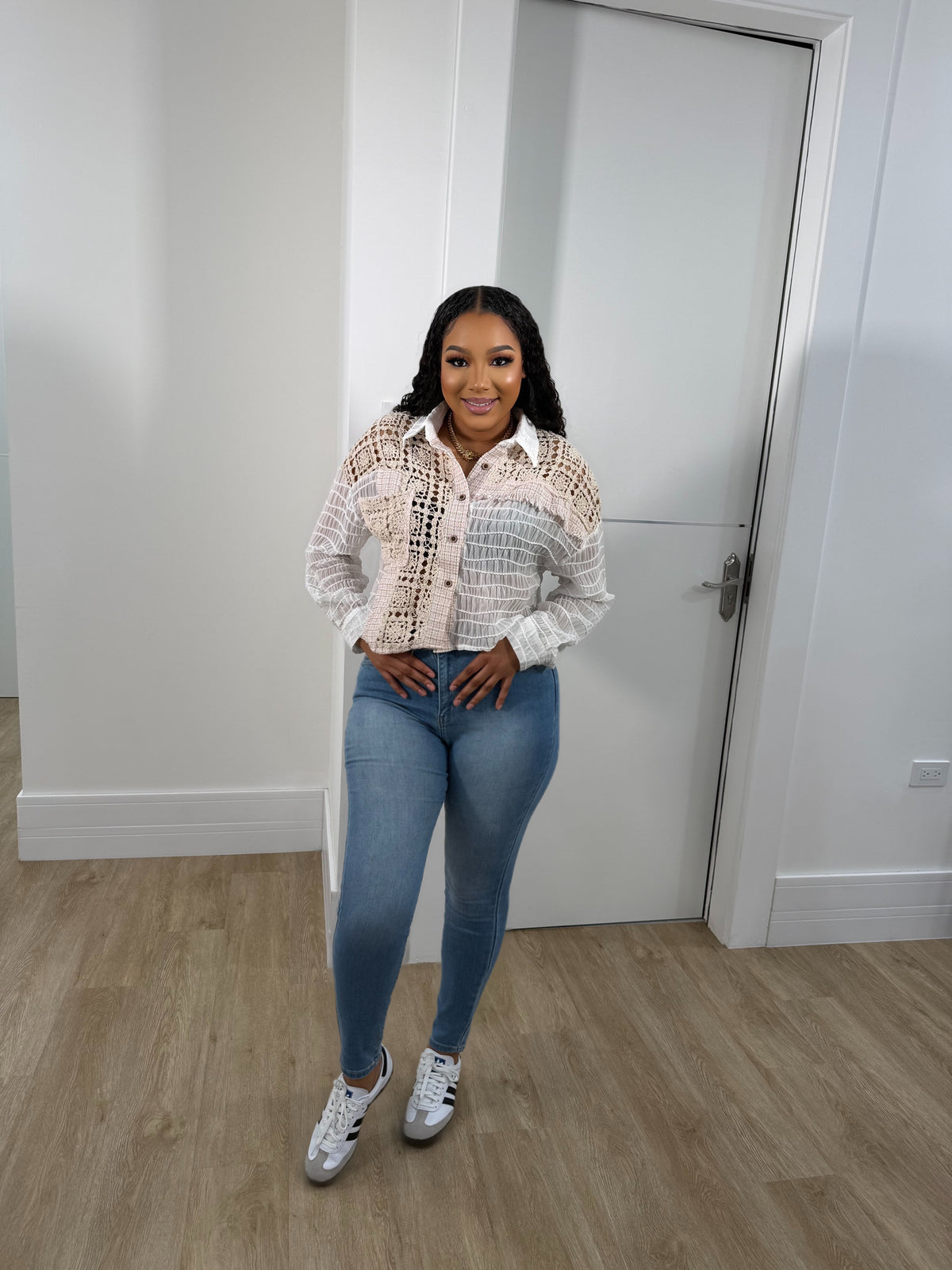 Boohoo mixed fabric shirt