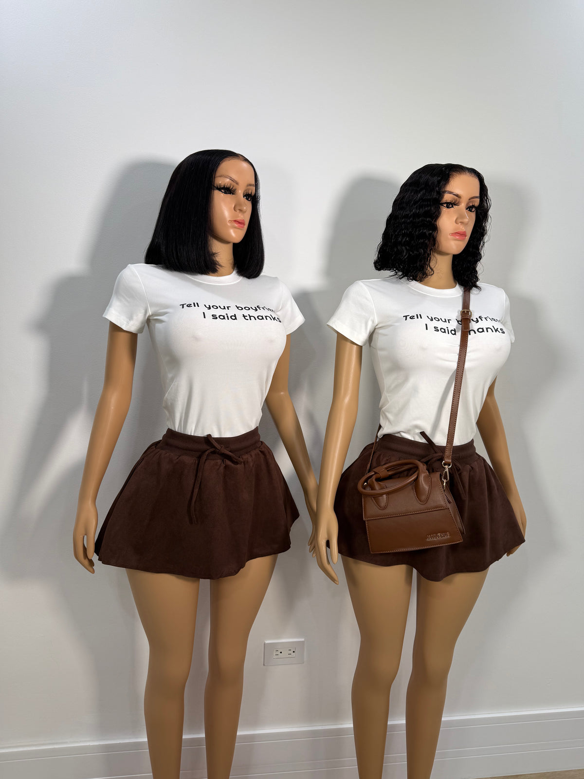 Brown chops mini skirt