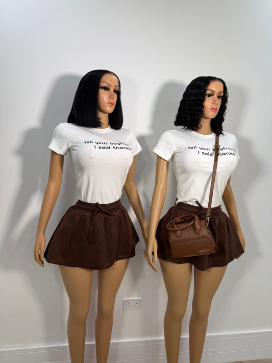 Brown chops mini skirt