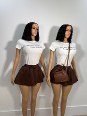 Brown chops mini skirt
