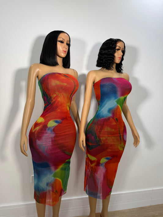 Painted paradise midi dress