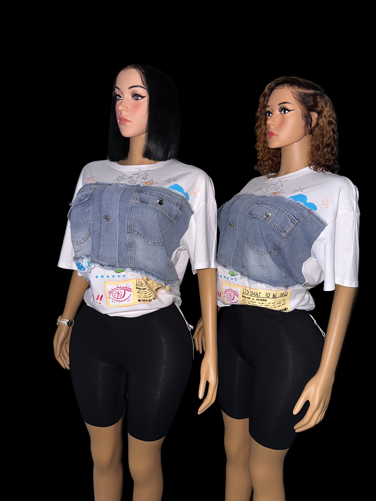 Denim mix overseized tee