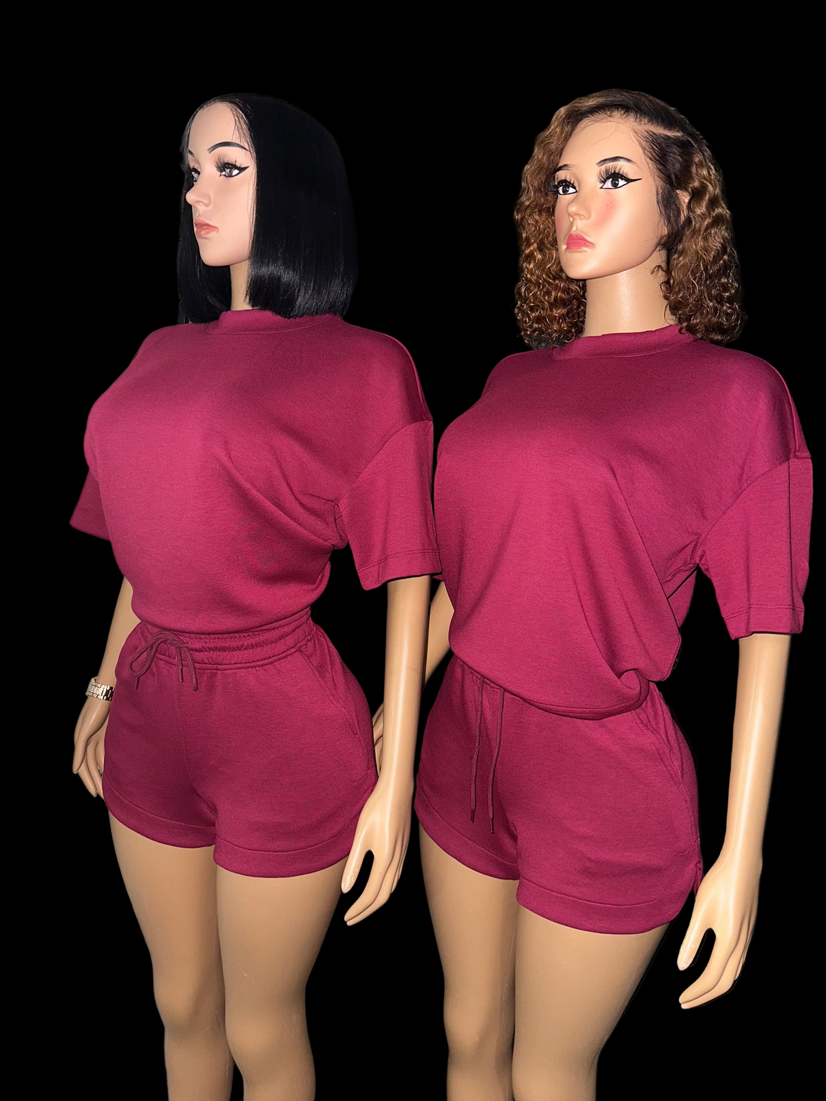 Burgundy shorts set