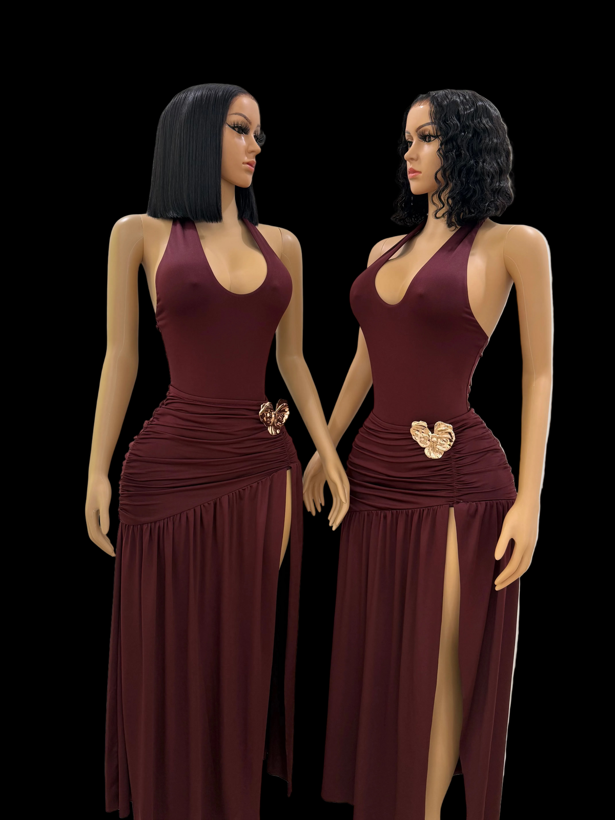 Brunching in burgundy skirt set