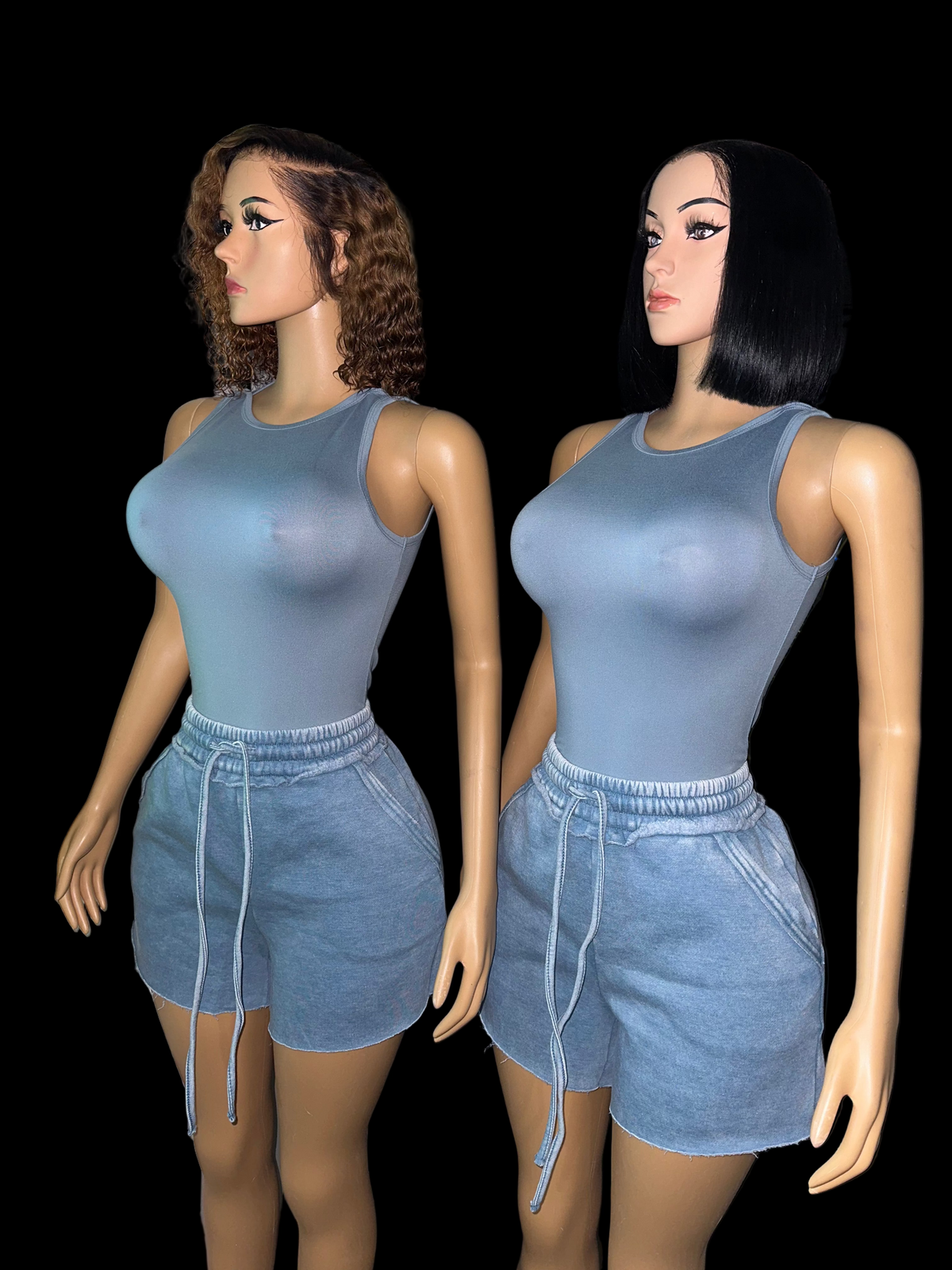 Aqua sweat shorts set