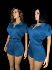 Sagittarius girls teal shorts set