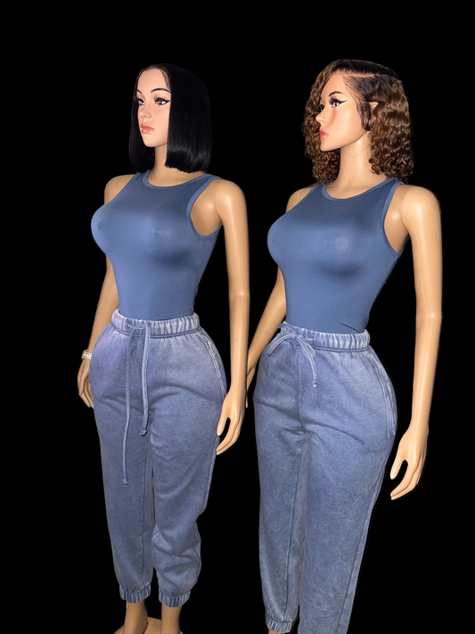 Dusty blue sweatpants set