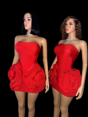 Red roses bandage dress