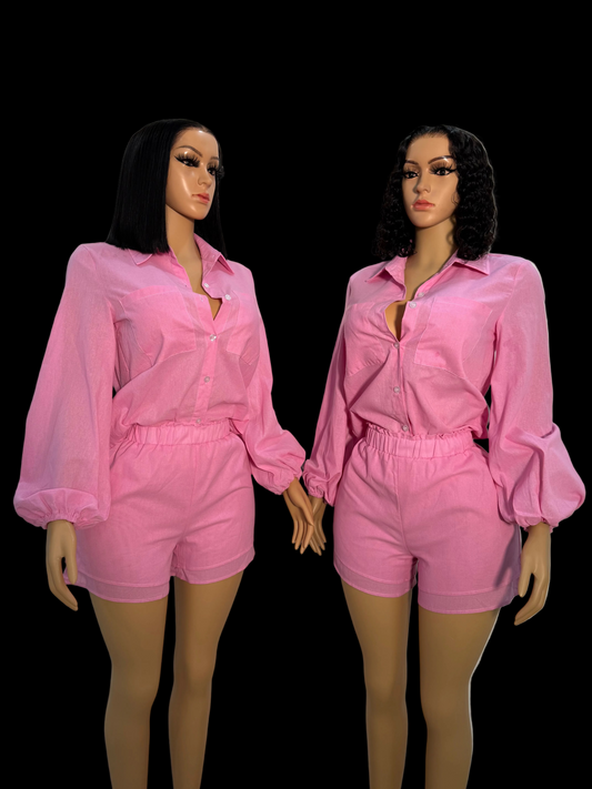 Pink days shorts set