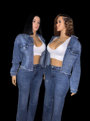 Back stage bust down denim set